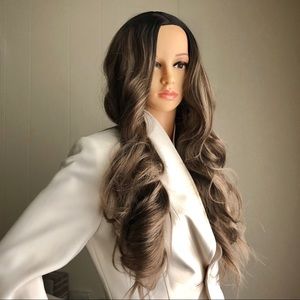 blended hair human mix wig brown THALIA thick hair wig wave light brown 26” NWT